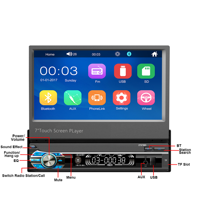 MCX 7 pulgadas 2 + 16G pantalla táctil de navegación para automóvil Din único Inc