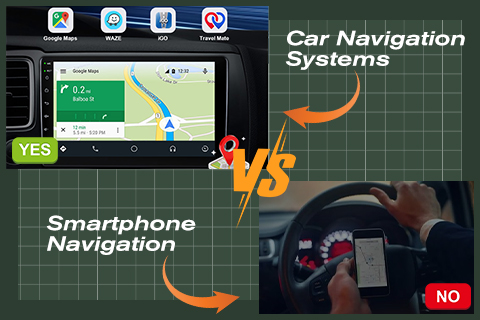 Sistemas de navegación para automóviles versus navegación para teléfonos inteligentes