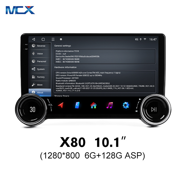 MCX X80 10,1 pulgadas 6+128G ASP doble Din Apple Carplay con perilla de volumen reproductor de coche personalizado