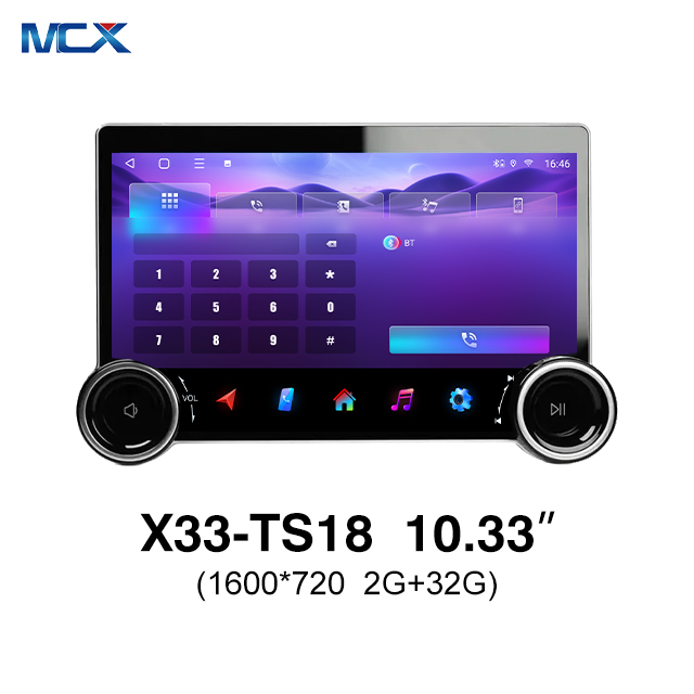 MCX X33 TS18 10,33 pulgadas 1600*720 2+32GB Doble Din con perilla de volumen Unidad principal de automóvil nueva Empresas